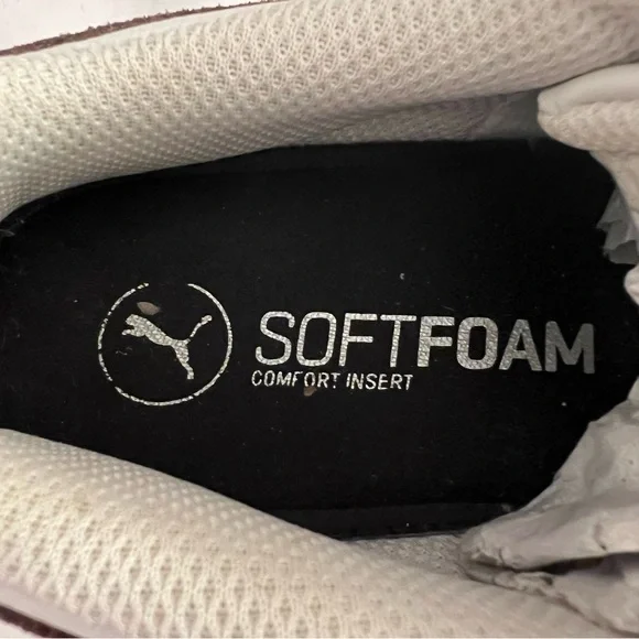 PUMA SNEAKERS, Women’s Sz 6.5, White Leather Sneakers w/ Snake Print Form Strip. - Picture 9 of 11